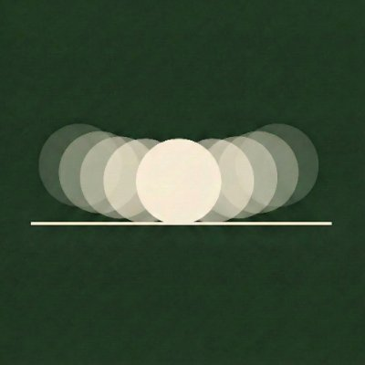 Shake's avatar — cream dot rising over a green field