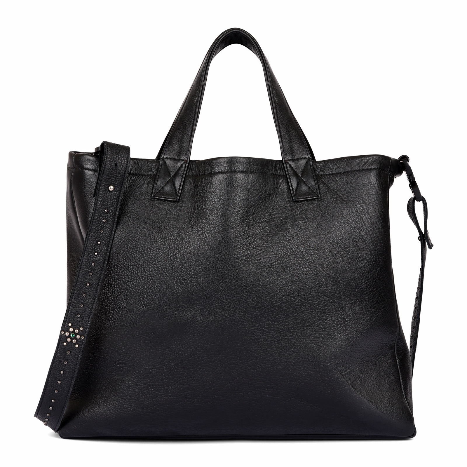Onda black full-grain leather tote